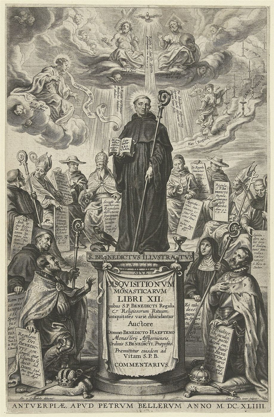 Saint Benedict, frontispiece of Benedictus van Haeften’s S. Benedictus illustratus, Antwerp, 1644. Rijksmuseum, Amsterdam.